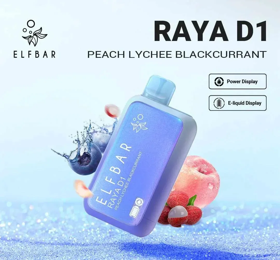 Elf Bar Raya D1 – Peach Lychee Blackcurrant view 1