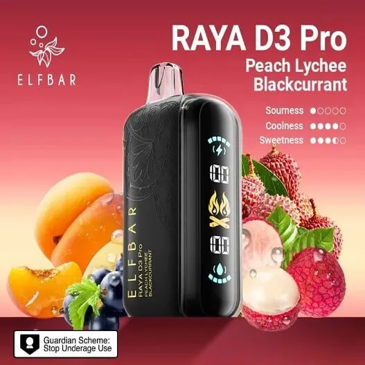 Elf Bar Raya D3 Pro 30 K – Peach Lychee Blackcurrant 30000 Puffs view 2